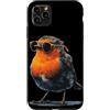 Robin Bird Outfit Custodia per iPhone 11 Pro Max Simpatico pettirosso con occhiali da sole e bella piuma