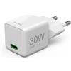 Hama Caricabatterie Rapido, USB-C, PD/QC/GaN, Super Mini Charger, 30 W, Bianco