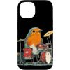 Robin Bird Outfit Custodia per iPhone 14 Incredibile piuma di uccello con tamburo rock per gli amanti degli uccelli pettirossi