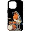 Robin Bird Outfit Custodia per iPhone 16 Pro Divertente pettirosso con gli occhiali con effetto tamburi a dondolo