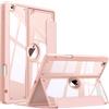Fintie Custodia trasparente per iPad 9a generazione (2021) / 8a generazione (2020) / 7a generazione (2019) 10,2 pollici, visualizzazione multipla, antiurto in morbido TPU con portapenne, oro rosa