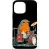 Robin Bird Outfit Custodia per iPhone 13 Pro Max Incredibile piuma di uccello con tamburo rock per gli amanti degli uccelli pettirossi