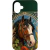 Belle Epoque Animals Custodia per iPhone 16 Plus Cavallo da tiro Clydesdale Art Nouveau