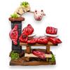 Chianese Banco Carne con Testa Appesa in Terracotta, Miniatura Artigianale per Presepe e Diorama Natalizio, Stile Rustico, Multicolore, 12 x 7,5 x 9 cm, Decorazione di Presepi e Diorami
