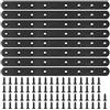 Glarks 8 Set di staffe angolari piatte dritte da 250 mm, piastra di collegamento in metallo nero con 70 viti per mobili in legno (250 x 20 x 3 mm)