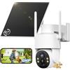 Tical 24/7 Registrazione AOV 4G Telecamera Esterno con SIM, 2.5K/4MP HD Telecamera Solare con Batteria 9000mAh Pannello Solare 5W, AI Rilevamento umano, 360° PTZ Visione Notturna a Colori, IP65,Bianco