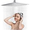 Gowkeey Soffione Doccia 10 Pollici, Doccia Fisso Piazza, Soffione per Doccia in Inox 304, Testa Doccia Regolabile 360°, Può essere installato a parete o a soffitto 20CM (10 pollici - Quadrato)