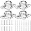 Swpeet 4 ganci M8 304 in acciaio inox Silver Rhombus Pad Eye Plate Hook with Screws and Plastic Anchors Assortment Kit, Marine Hardware Hooks Ceiling U Hook Staple Ring Hook for Securing Hanging