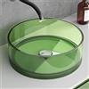 doporro Lavabo da Appoggio Rotondo Ø40 cm Lavabo Piccolo per Bagno e WC Ospiti in Resina Trasparente Verde Salvia