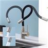 SUVIDA Rubinetto Lavello Cucina, Rubinetto Cucina Flessibile con 2 Tipi di Getto d'acqua, Acciaio Inox Ad Alta Pressione Orientabile a 360° Monocomando, Rubinetti Cucina Nero, Miscelatore Cucina Nero