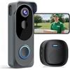 KAMEP Videocitofono wireless 2K HD, con rilevamento del movimento PIR, alimentazione a batteria, avvisi istantanei, audio a 2 vie, visione notturna, WiFi 2.4G, IP66, scheda SD/archiviazione cloud, funziona