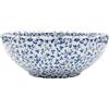 vidaXL Lavabo da Appoggio Bianco e Blu Rotondo Φ41x14 cm Ceramica, lavandino da appoggio, lavandino da bagno, lavamani, lavabo da bagno, lavabo