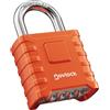 NovLock Lucchetto a combinazione - grande, robusto e resistente alle intemperie - arco da 8 mm - per esterni e interni: cancelli, recinzioni, capanni, armadi, armadietti - confezione da 1, arancione