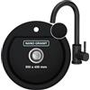 empiria SINK QUALITY SINK QUALITY lavello rotondo con rubinetto Ø 51 cm - lavello in granito nero con rubinetto, sifone e impregnazione - lavello da cucina rotondo in granito per sottolavelli a partire da 55 cm di