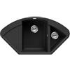 Elleci Lavello Incasso Easy Corner 2 Vasche Angolare con Gocciolatoio 105,7x57,5 Granitek (Nero Full Black)