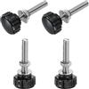 QUARKZMAN 4 Set Manopole Rigate Viti a Pressione con Dadi e Rondelle, Filettatura Metrica M5 x 30mm Perno in Acciaio Inossidabile 304 Testa in Plastica 18mm, Manopole di Serraggio