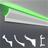 HEXIM Listelli a LED in stucco a risparmio energetico, illuminazione indiretta con modanature da soffitto in PU, leggeri e opachi, 2 m, LED 10, accessori da parete