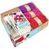Dessain et Tolra Champy crochet: Coffret avec 4 pelotes, 1 aiguille à laine, 1 crochet, de la ouate, 6 yeux kawaii et 3 porte-clés