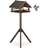 Relaxdays Mangiatoia per Uccelli con Supporto, Casetta con Tetto Resistente alle Intemperie, HLP: 120x62x55 cm, Marrone