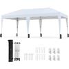 COSTWAY 3x5,9 m Gazebo da Giardino Pieghevole, Regolabile in Altezza, Gazebo Esterno Impermeabile Antivento con Borsa a Rotelle, Montaggio Veloce, Tendone per Feste, Mercati e Matrimoni (Bianco)