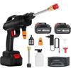 Purova Rondella ad alta pressione senza fili con 2 batterie, 21 V, max 35 bar, con tubo da 5 m, brocca di schiuma, 2 ugelli, portatile per auto, terrazza, finestra, piscina (4000 mAh)