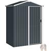 Outsunny Casetta da Giardino 1.1m² in Acciaio Zincato, Capanno da Giardino con Porta Singola Scorrevole Bloccabile, Tetto Inclinato, Guanti, Capanno Porta Attrezzi, 136x87x179 cm, Grigio Scuro