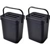 Homéa, Pattumiera Compost agganciabile in plastica, 3 l, 16 x 12 x 20 cm, colore: antracite (Confezione da 2)