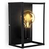 B.K.Licht Lampada da parete o soffitto, attacco per lampadina E27 non inclusa, Plafoniera in metallo nero opaco, 262x172x140 mm, applique rettangolare con 1 punto luce per corridoio o entrata