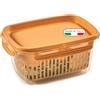 Snips Veggie SnipsLock - Contenitori per Alimenti Rettangolare, Contenitore per Cibi 1,2L, Cestello Rimovibile, 4 Chiusure di Sicurezza e Guarnizione Salva Freschezza 18.4x14x9, Senape, Made in Italy
