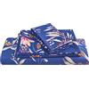 JSD Botanical - Set di lenzuola per letto matrimoniale, con stampa floreale, in morbida microfibra, con tasca extra profonda, 4 pezzi, colore: blu navy