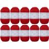 Utopia Crafts JOY - Filato per lavorare a maglia e all'uncinetto, morbido, facile da pulire, 100% poliacrilico, 10 gomitoli da 50 g, 150 m (rosso arancione)