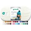 120 Gründl Funny Uni - filato ciniglia morbido e spesso - lana ciniglia per uncinetto e maglia - coperte e accessori - 100% poliestere - 1 gomitolo da 100 g / 120 m - ferri n. 5-6 - crema