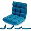 COSTWAY Sedia da Pavimento, Cuscino Imbottito da Terra con Schienale Reclinabile a 14 Livelli, Poltrona Pieghevole Relax, Lettura, Yoga e Meditazione, per Soggiorno, Camera da Letto (Blu Pavone)