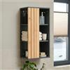 [en.casa] Mobiletto da Parete per Bagno a 3 Ripiani Armadietto Sospeso a Muro con Vani Aperti e Frontale in Bambù 60 x 30 x 20 cm Mensola Pensile per Ingresso Corridoio - Grigio Scuro/Naturale