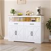 MISNODE Credenza bianca, larghezza 140 cm, con cassetti e ripiano aperto, armadio da cucina con 2 cassetti e 4 ante, credenza cucina con piano di lavoro, buffet per soggiorno, cucina, corridoio
