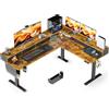 WALKINGDESK Scrivania elettrica regolabile in altezza, a forma di L, 190 x 150 cm, scrivania angolare regolabile in altezza con 5 cassetti, scrivania per computer, per ufficio, ufficio, gamer, marrone