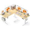 WALKINGDESK Scrivania ad angolo Elettrica, 160 x 140 cm Tavolo Regolabile in Altezza a L, Bureau per computer con memory di 4 Altezze, Desk da Ufficio e Casa, Quercia