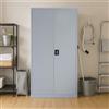 Bissolo Casa Armadio Portascope CC-C2A 90×45×H180 cm - Metallo Grigio - 2 Ante, 3 Ripiani Fissi, Divisorio Portascope, Tubo Appendiabiti, Serratura - Mobile Metallico Professionale - Montaggio a Kit