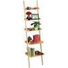 Relaxdays Scaffale a Scala in bambù, 5 Ripiani, Bagno, Cucina, Mobile da Appoggiare, HxLxP: 190 x 45 x 40 cm, Naturale