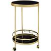 KADIMA DESIGN Serve tavolo d'oro con ruote da pranzo in vetro auto rotondo Ø45 cm