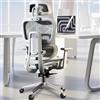 XUEGW Sedia da Ufficio Ergonomica,Sedia Gaming con Schienale Alto in Rete,Braccioli 3D e Poggiatesta Regolabile,Comoda Sedia da Scrivania con Funzione Ribaltamento per Ufficio Domestico(Grigio)