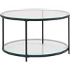 FineBuy Tavolino Salotto Vetro e Metallo 80x80x45 cm Rotondo Moderno | Tavolo da Soggiorno Tavolinetto | Tavolino da caffè con vano portaoggetti