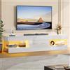 Bestier Mobile TV per TV da 75 pollici,moderno mobile TV laccato lucido,centro di intrattenimento a LED con ampio cassetto,consolle TV per soggiorno e camera da letto(bianco)