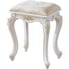 Generic Sgabello da toeletta imbottito vintage, rotondo, rettangolare, con gambe intagliate, sgabello da trucco ottomano per camera da letto