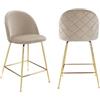 Vente-unique - Sgabello da Bar Lotto di 2 Melbourne - Velluto - Beige