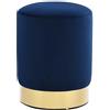 vidaXL Sgabello Lusso Imbottito in Schiuma Morbido Elegante Moderno Poggiapiedi Tavolino Base in Metallo Pouf Blu e Oro in Velluto