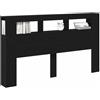 vidaXL Testiera LED con lo scaffale Rovere Nero 180 x 18,5 x 103,5 cm, Arredamento moderno per camera da letto con spazio, testiera USB, luci LED colorate, design salvaspazio