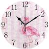 Mnsruu Orologio da Parete Rotondo Rosa Fenicottero, Silenzioso Non ticchettante Dipinto ad Olio per Camera da Letto Soggiorno Ufficio Scuola Home Decor