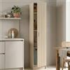 Dmora - Armadio multiuso 1 anta Clearwater, Mobile ausiliario, Guardaroba porta scarpe con ripiani, Scarpiera verticale, 37x37h180 cm, Rovere