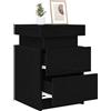 vidaXL Armadio da Notte con cassetto 2 pcs Rovere Nero 35 x 39 x 55 cm, Tavolo comodino rustico, organizer camera USB, unità in legno, comodo con luce LED
